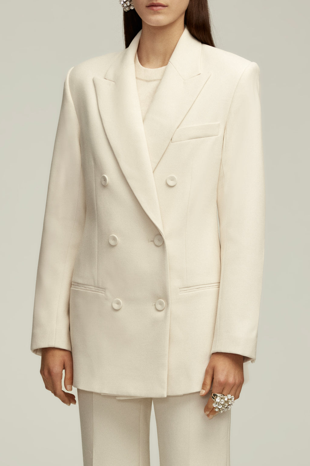 The Oversized Clara Jacket in Egret