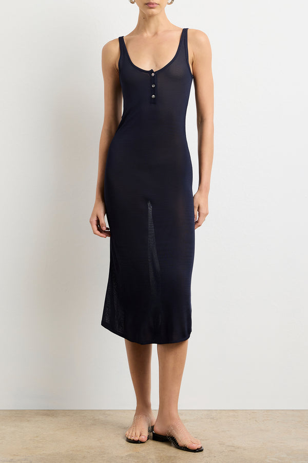 The Catherine Henley Tank Midi Dress in Navy