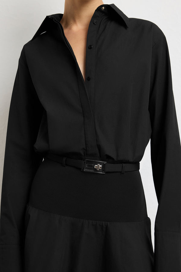 The Irene Mini Shirtdress in Black