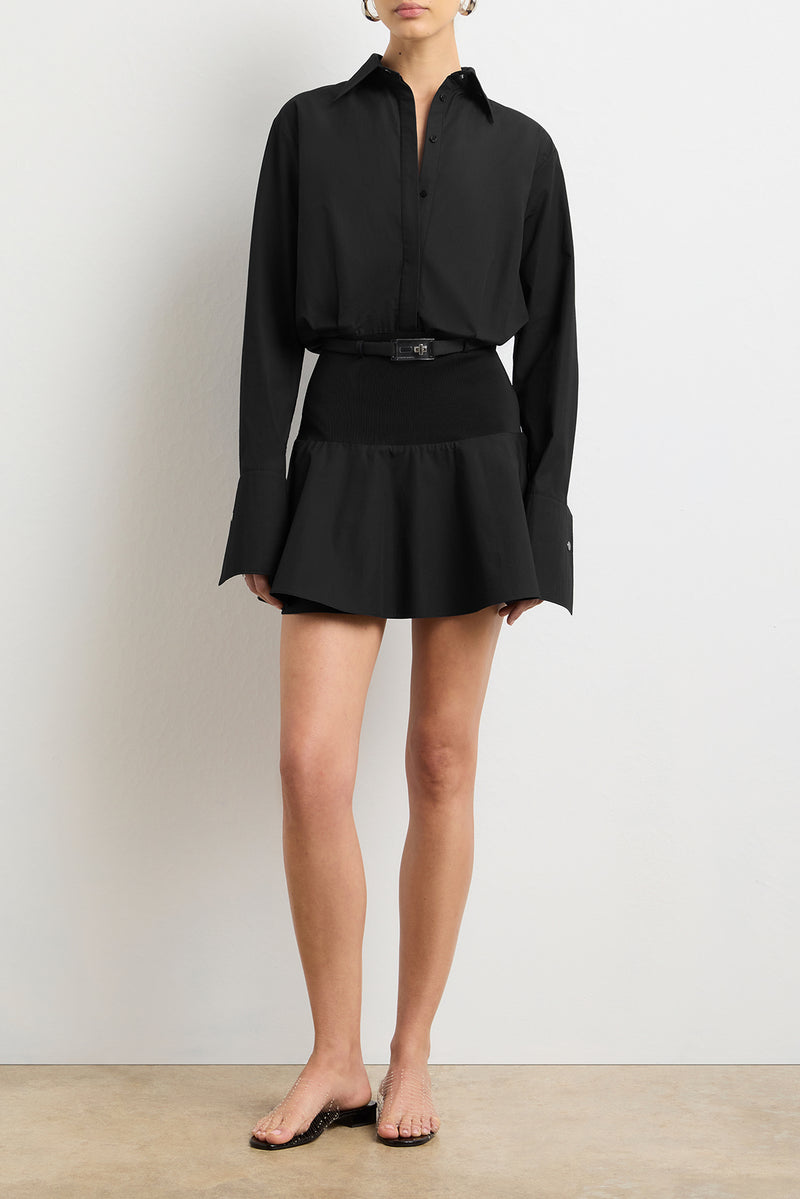 The Irene Mini Shirtdress in Black