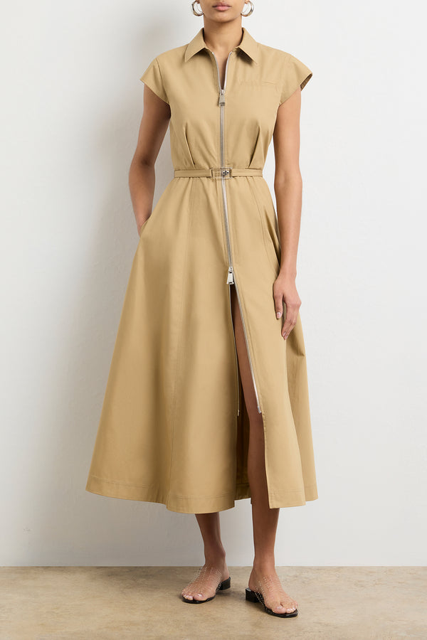 The Jace Short Sleeve Collared Dress in Khaki