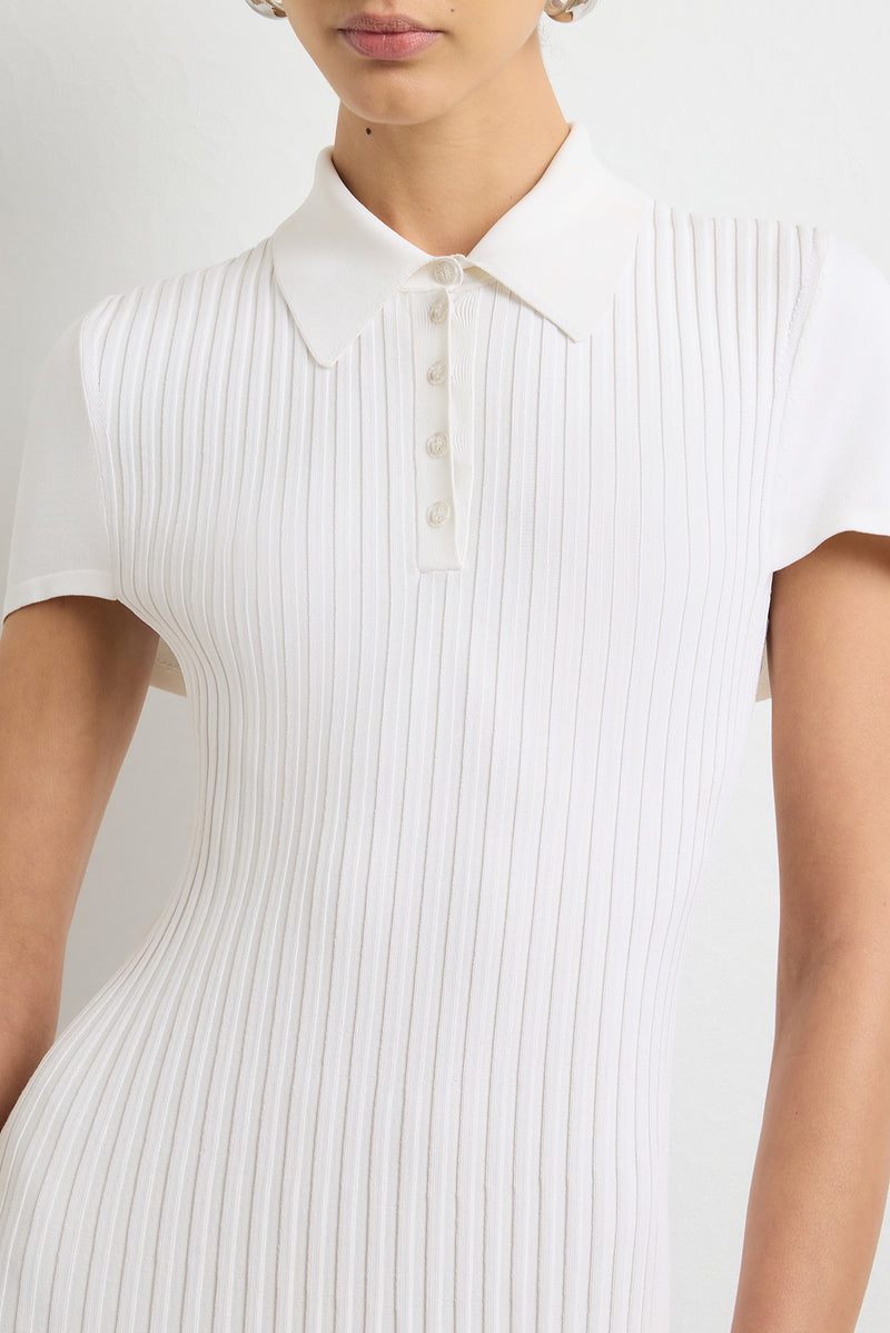 The Joyce Midi Polo Dress in White