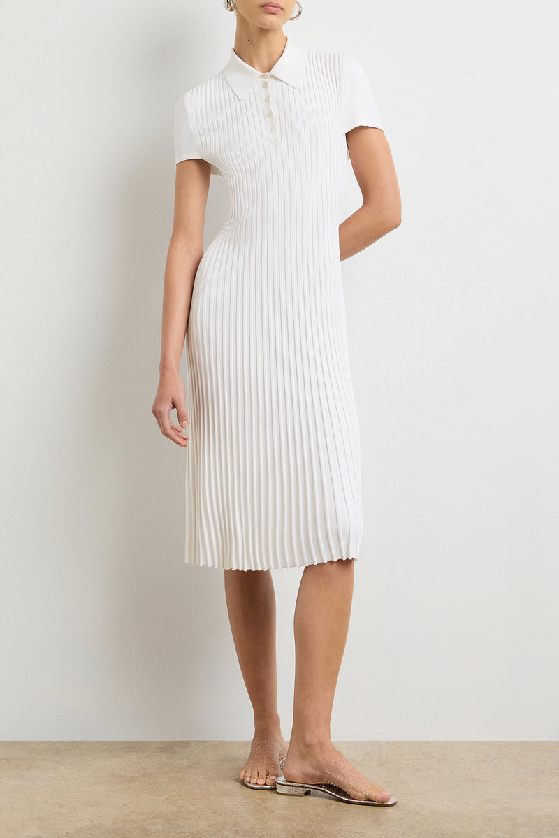 The Joyce Midi Polo Dress in White