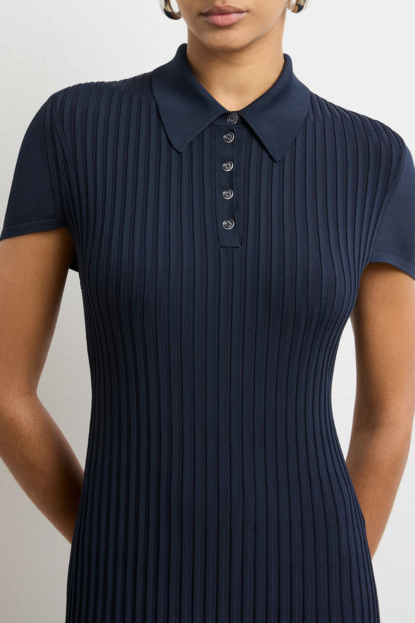 The Joyce Midi Polo Dress in Navy