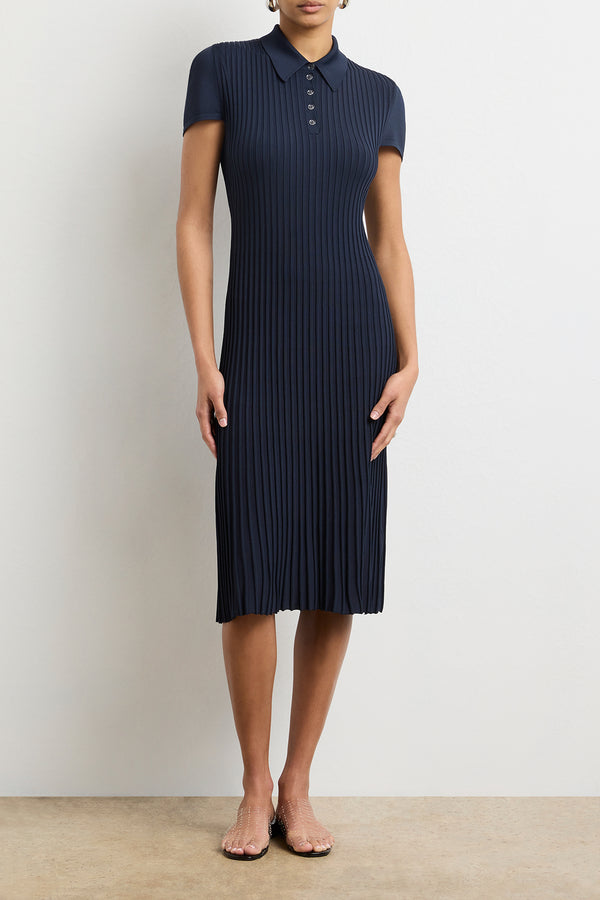 The Joyce Midi Polo Dress in Navy