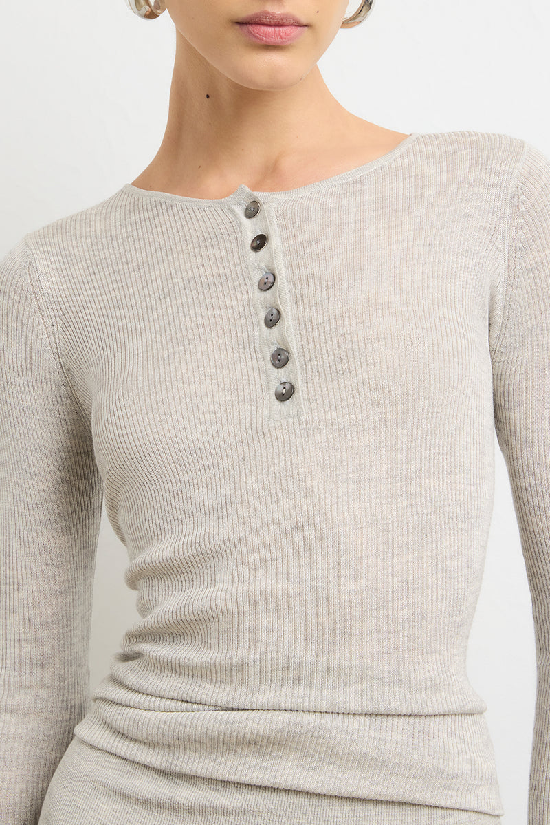 The Tilda Jersey Henley Dress in Heather Grey