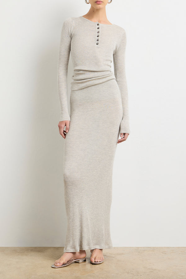 The Tilda Jersey Henley Dress in Heather Grey