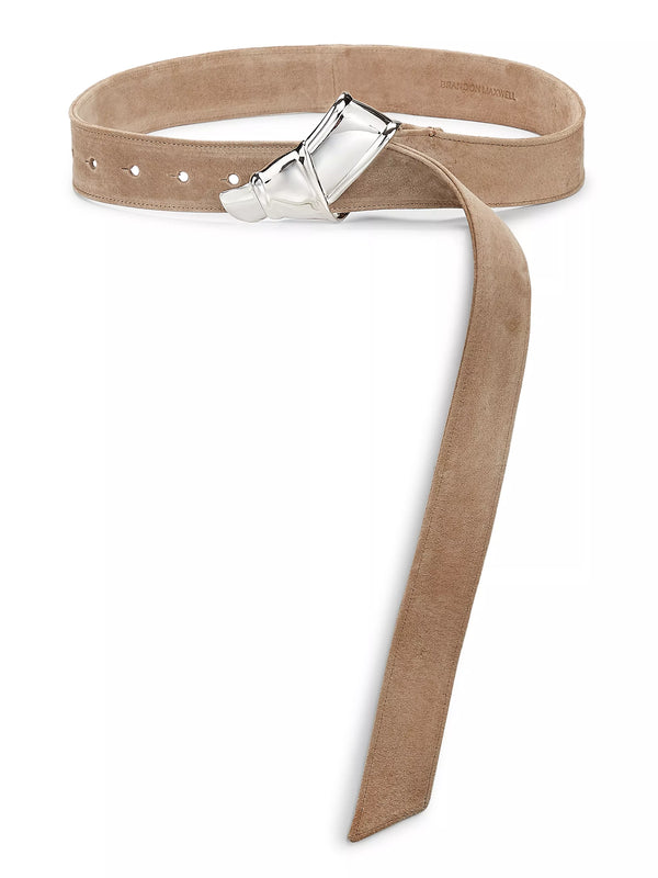 The Cleo Leather Belt in Beige and Silver