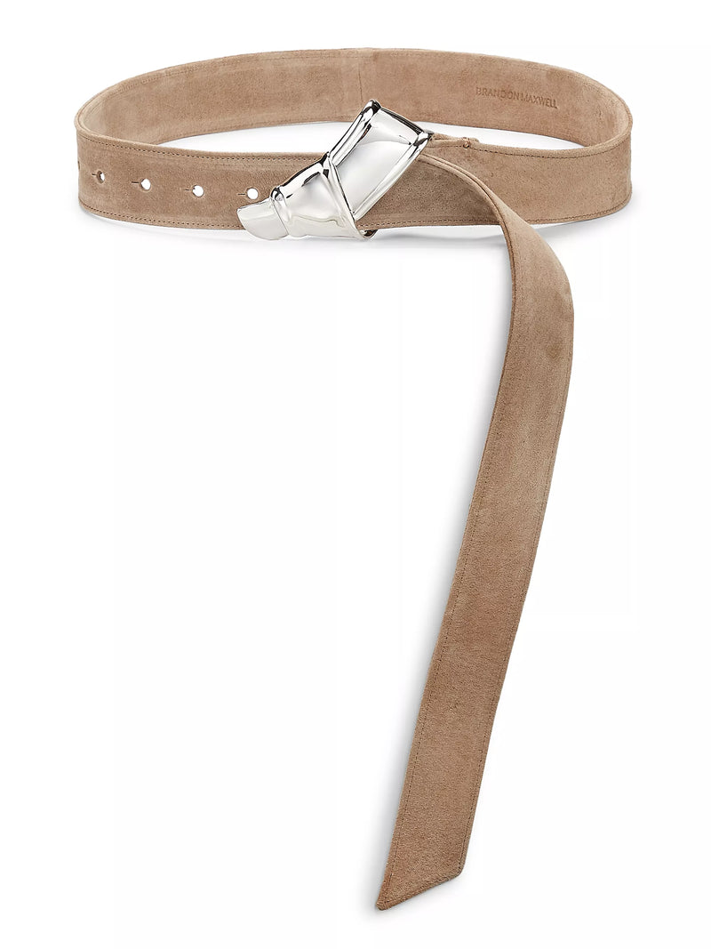 The Cleo Leather Belt in Beige and Silver