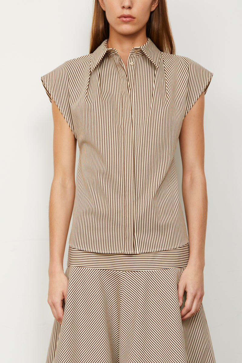 The Gabi Shirt in Chocolate Stripe