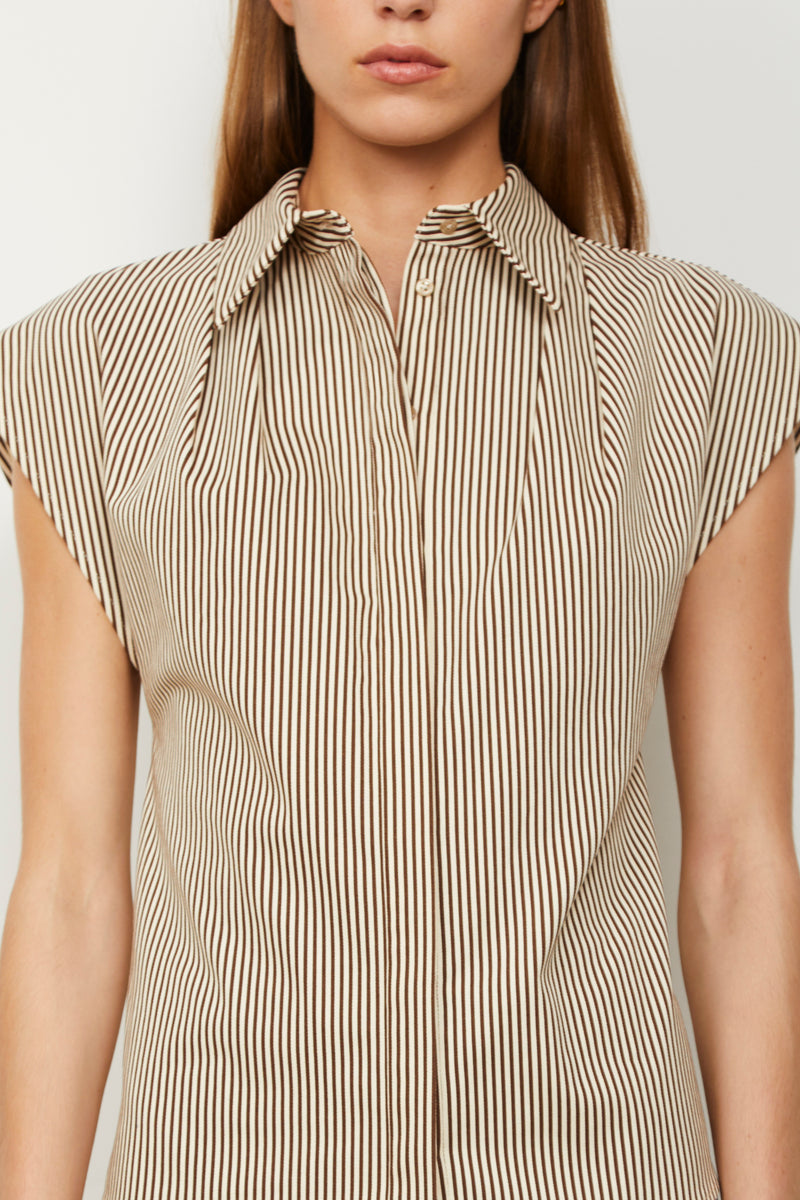 The Gabi Shirt in Chocolate Stripe