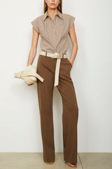 The Gabi Shirt in Chocolate Stripe