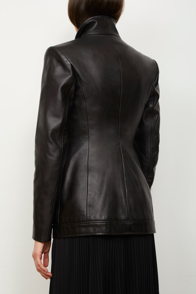 The Lottie High Collar Double Breasted Jacket in Black