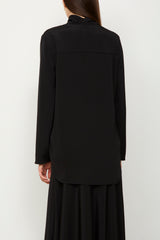 The Luna High Cowl Neck Silk Blouse in Black