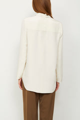 The Luna High Cowl Neck Silk Blouse in Ivory