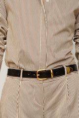 The Phillippa Shirtdress in Chocolate Stripe