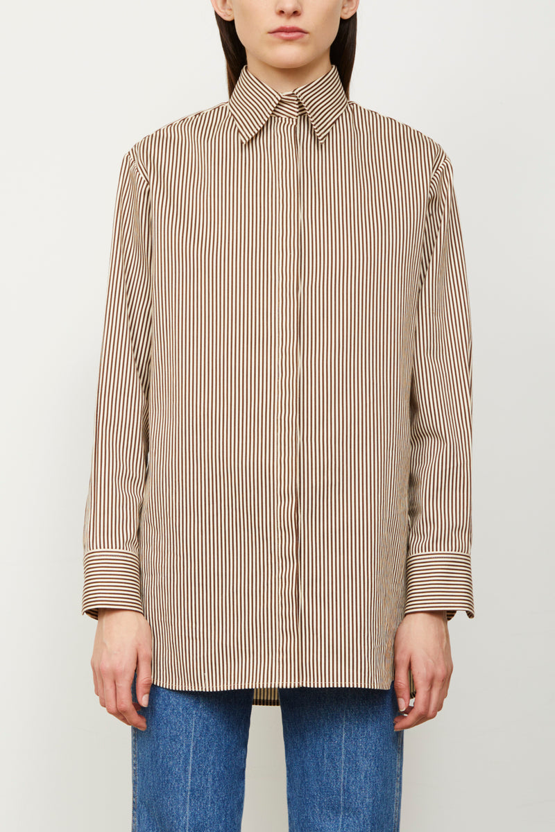 The Phillippa Shirtdress in Chocolate Stripe