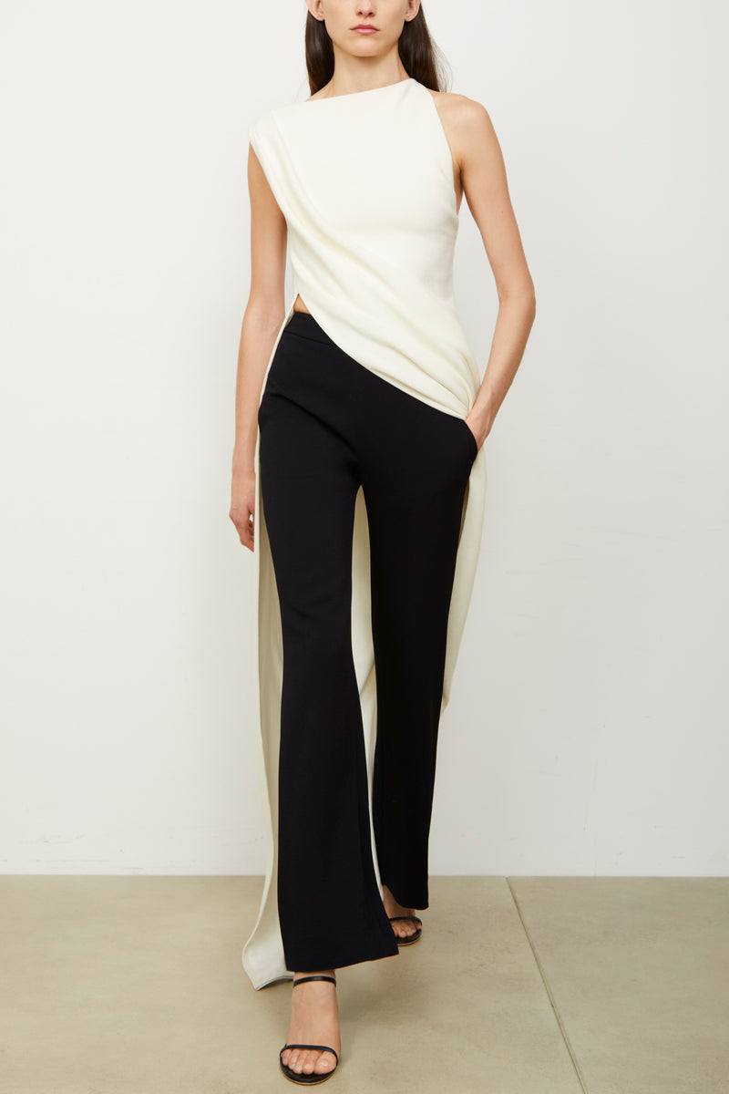 The Tate Boat Neck Column Gown Top in Ivory