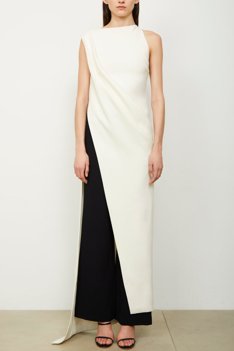 The Tate Boat Neck Column Gown Top in Ivory