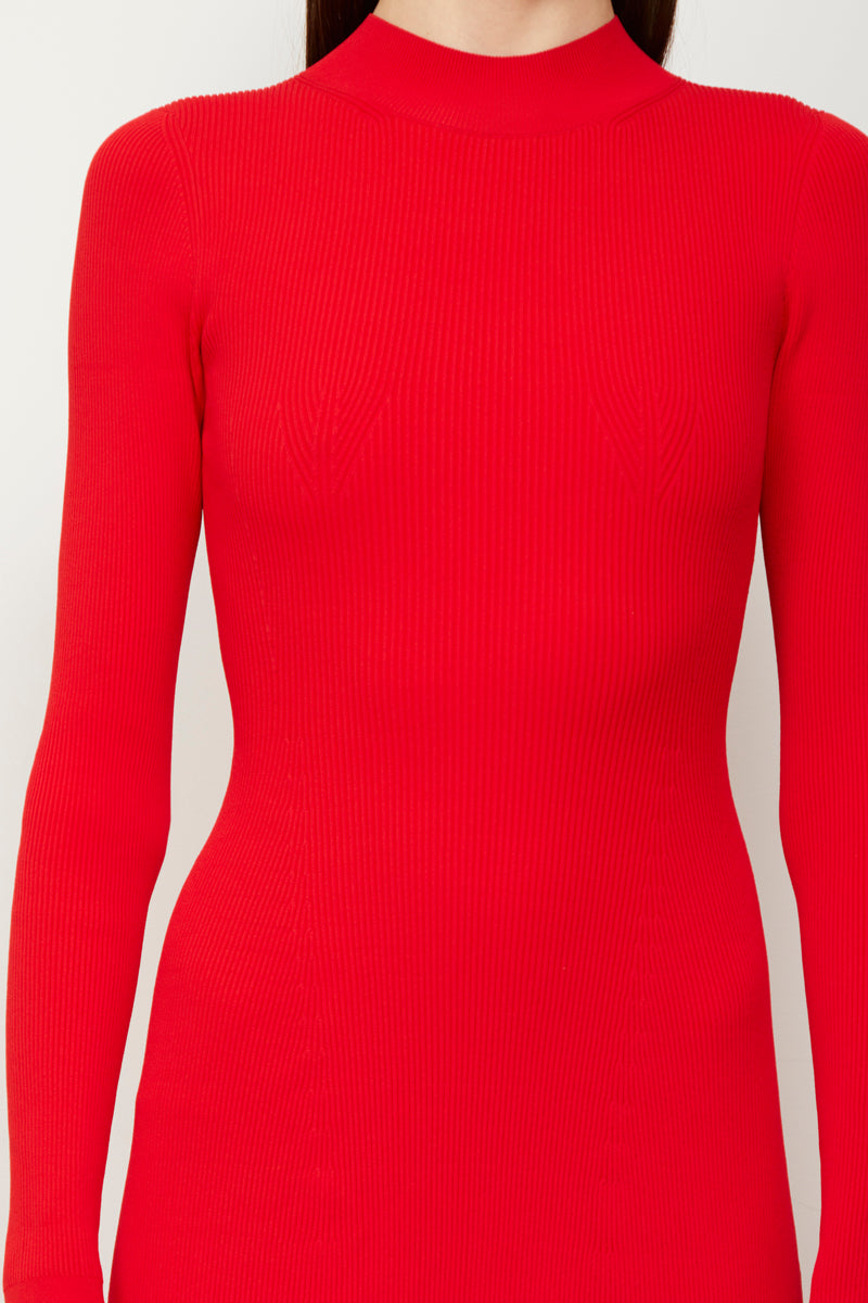 The Vanessa Long Sleeve Knit Dress in Red