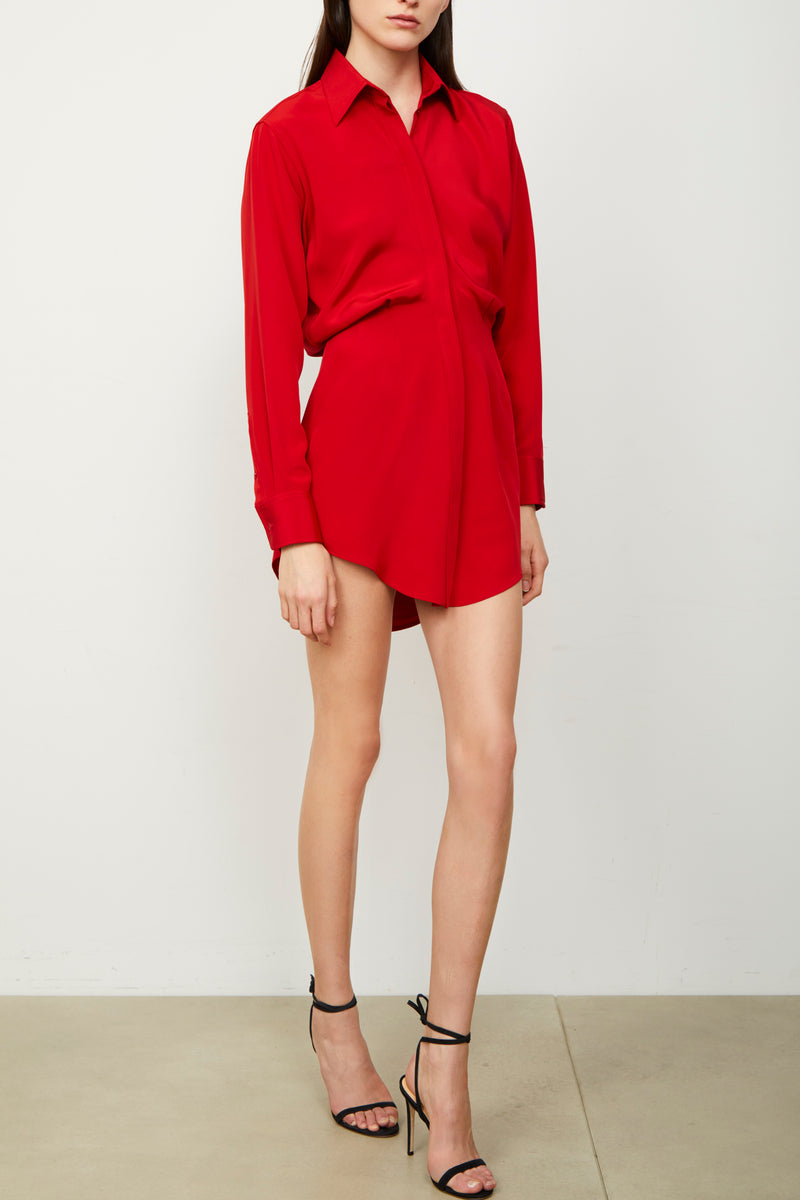 The Vera Shirt Dress in Racing Red