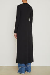 The Emm Crew Neck Long Sleeve Cardigan Dress in Black