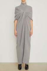 The Holden Turtleneck Draped Dress in Light Grey