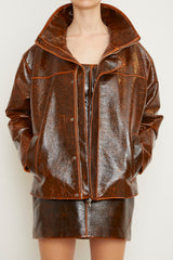 The Everett Barn Jacket in Mahogany Glaze Lacquered Wool