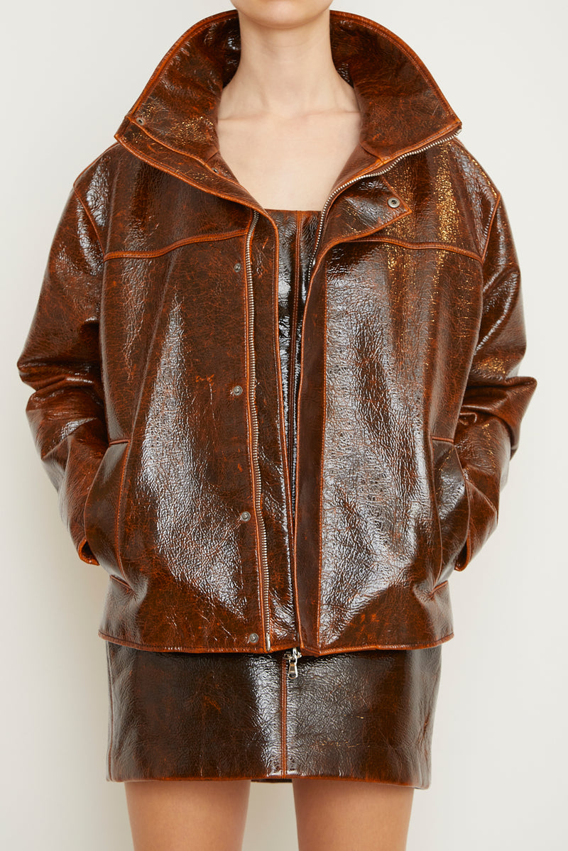 The Everett Barn Jacket in Mahogany Glaze Lacquered Wool