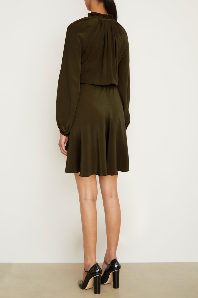 The Mini Caftan Dress in Green Silk