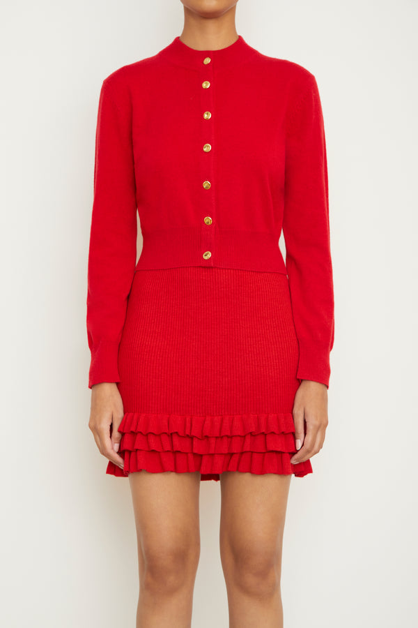 The Aubrey Cashmere Cardigan in Red