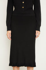 The Grace Cashmere Midi Skirt in Black