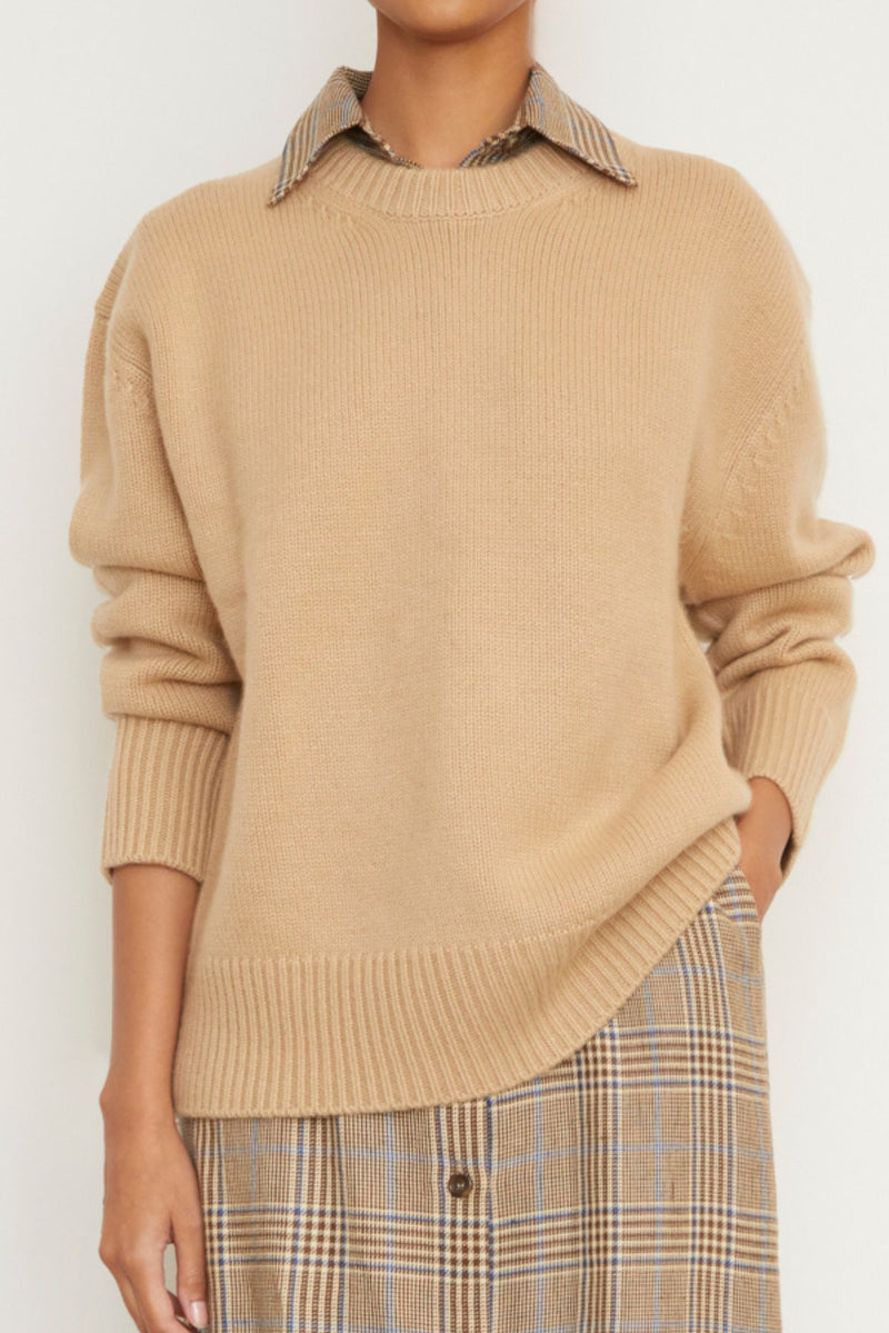 The Joanna Cashmere Crewneck in Camel