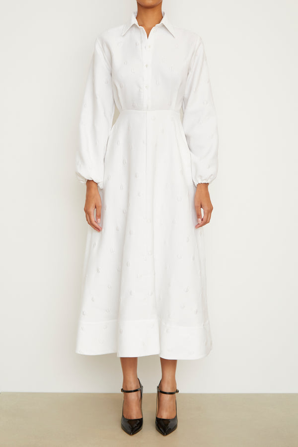 The Maggie Shirtdress in White Polka Dot