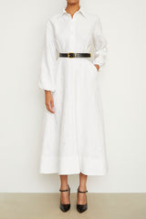 The Maggie Shirtdress in White Polka Dot