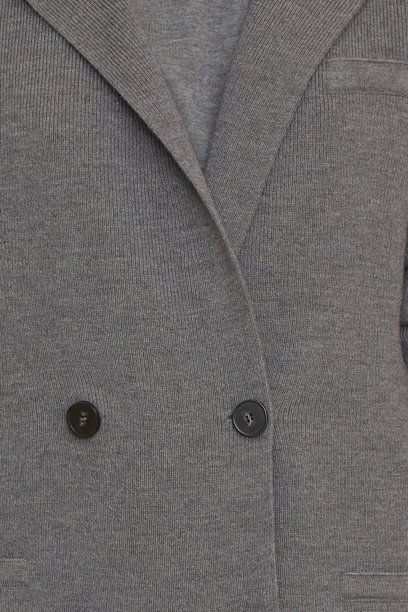 The Tatum Double Breasted Knit Blazer in Gray