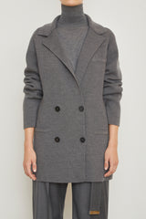 The Tatum Double Breasted Knit Blazer in Gray