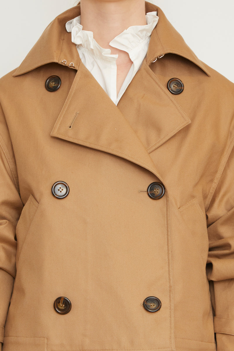 The Vivienne Cropped Trench in Tan