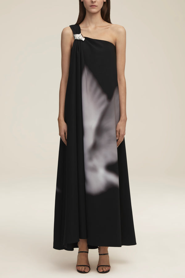 Brandon Maxwell Cape-effect Crepe Gown In White