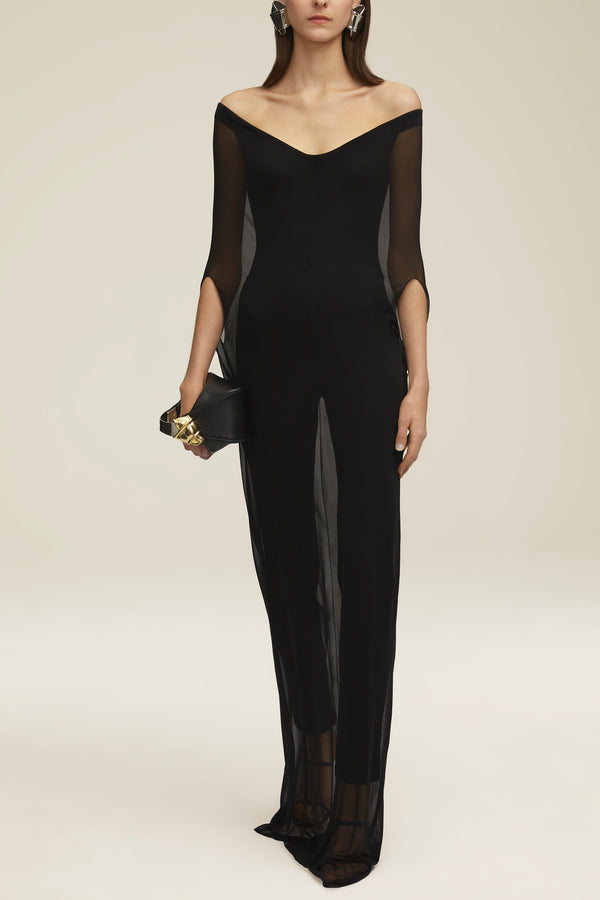 Brandon Maxwell - Structured Off-The-Shoulder Column Gown
