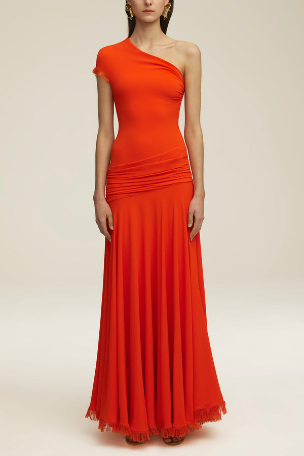BRANDON MAXWELL JACQUARD FLARE SLEEVE GOWN SIZE 6 MSRP:$2995