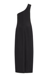 The Mae One Shoulder Draped Dress in Black