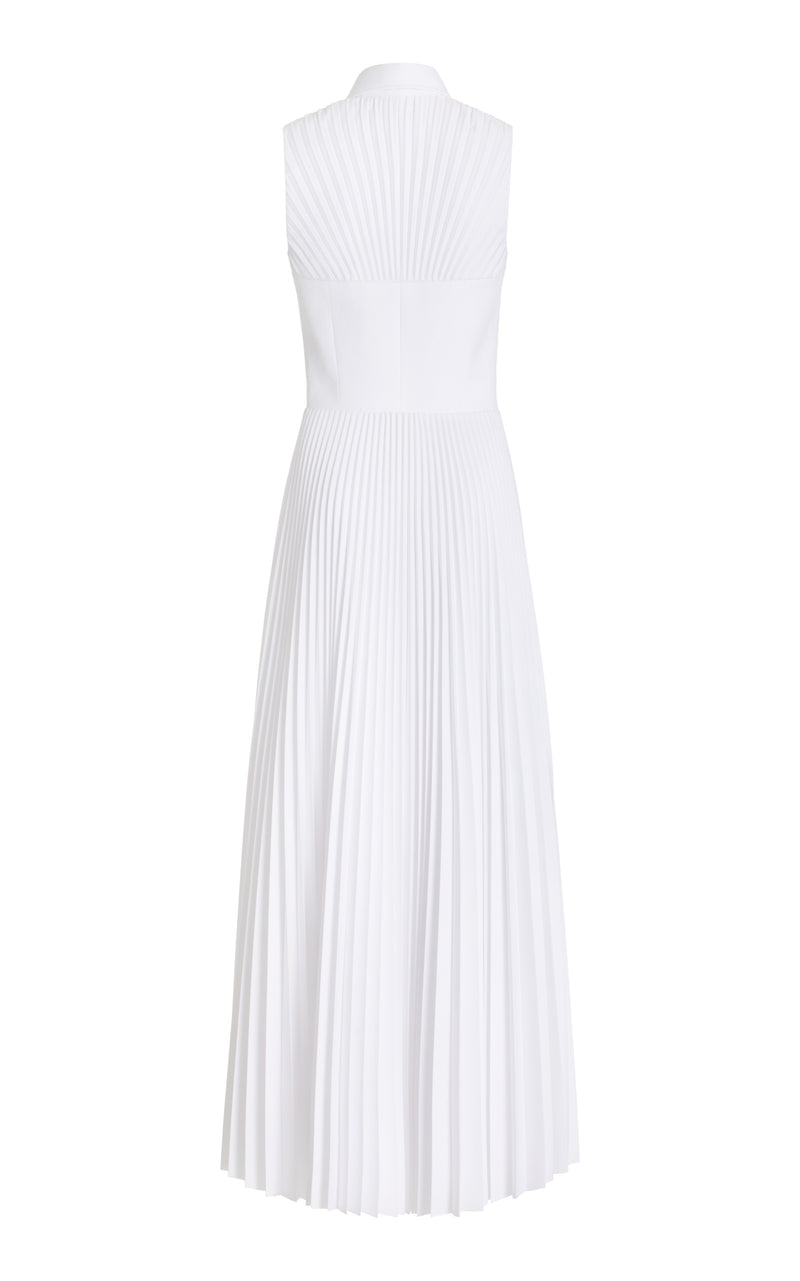 Brandon Maxwell Pleated Midi Dress In White